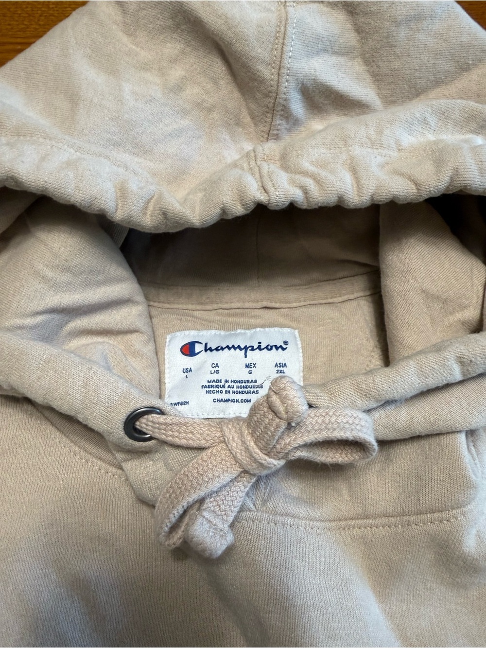 Champion Women’s Light Beige Embroidered Logo Hoodie - Picture 2 of 3